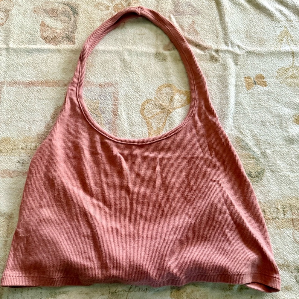 PacSun Small Coral Halter Crop Top Statement Back